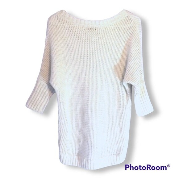 Express Merino Wool Blend Sweater-Size XS-Heather White-Hi Low Hem-Ribbed-Clean - Picture 2 of 5